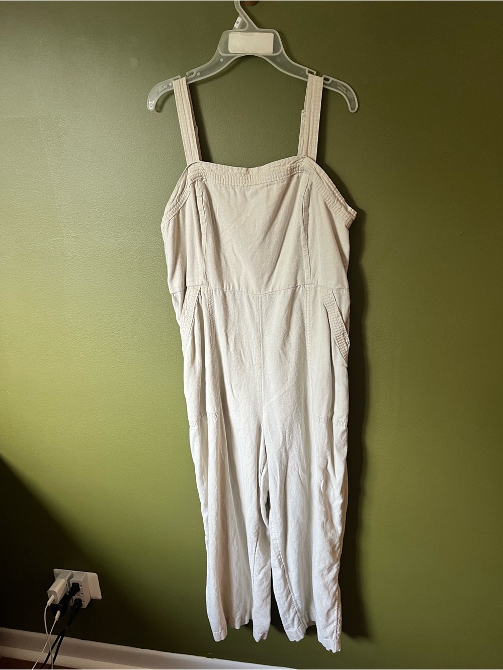 Old Navy Light Beige Strappy Wide-Leg Jumpsuit